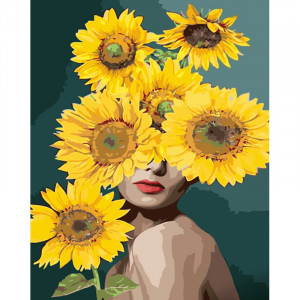 Pictura pe numere (GS1329) Floarea soarelui pe cap 40х50 см 