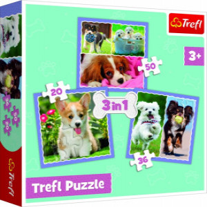 Trefl 34854 Puzzles - 3in1 - Lovely dogs / Trefl