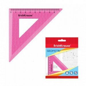 55525 Rigla triunghi plastic ErichKrause Glitter, 45° 9cm, pink, in polybag