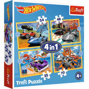 Trefl 34627 Puzzles - 4in1 - Hot Wheels vehicles / Mattel Hot Wheels