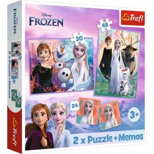 Trefl 93335 Puzzles - 2in1+memos - Princesses in their land / DISNEY Frozen 2