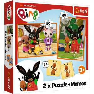 Trefl 93332 Puzzles - 2in1 + memos - Bing with friends