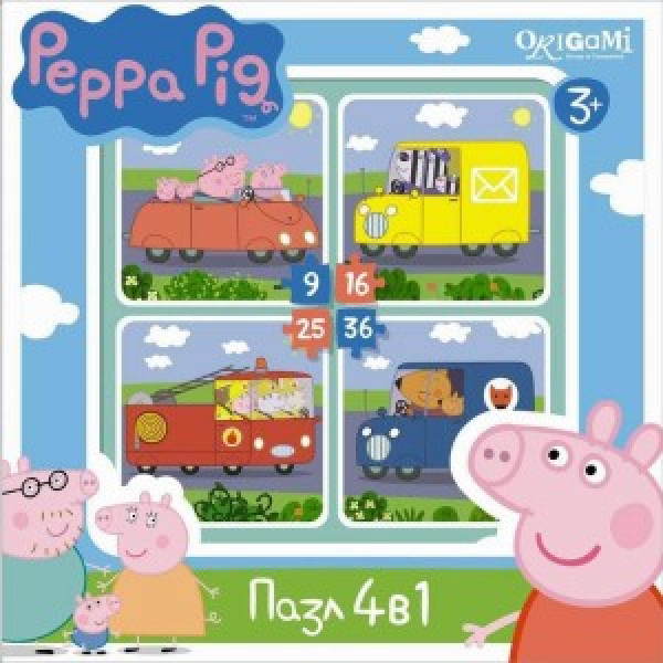 Puzzle Peppa Pig.4 in 1.9-16-25 36 el. Transport 01597  