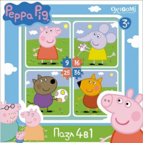 Puzzle Peppa Pig. 4в1.9-16-25 36 el. Personaje si obiecte.01600 