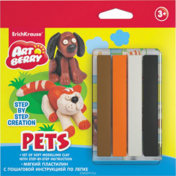 38537 Plastilina ArtBerry® Pets Step-by-step Сreation 4 colors 