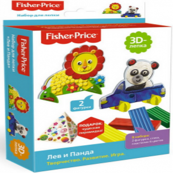 SET Fisher Price. 3D-лепка "Лев и Панда", 2 фигурки, пластилин 6ц