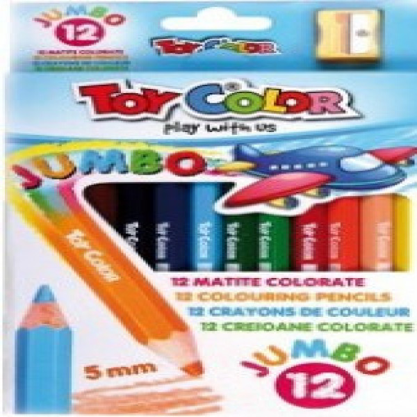 063 Creioane colorate 12 cul wooden jumbo pencils