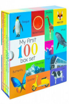My First 100 Words Box Set 4 Board Books Collection Set (Words Animals Colours Shapes and Numbers Letters and Phonics)
