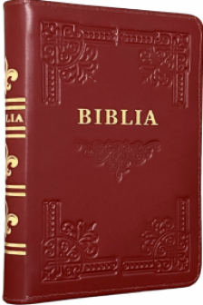 Biblia handmade cu piele si fermoar - format mediu - visiniu