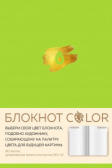 Блокнот Color (салатовый). Резинка тиснение зол. фольгой искусственная кожа 80 л. А5
