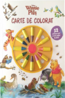 DISNEY. WINNIE DE PLUS. Carte de desenat. 12 creioane mici pentru maini de pitici