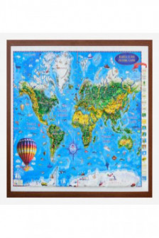 Harta Lumii pentru copii (proiectie 3D) 1000x700mm