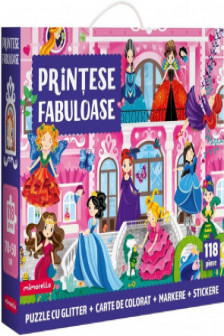 Joc educativ - Puzzle cu glitter Mimorello - PRINTESE FABULOASE