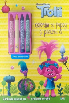 TROLII. DESENAM CU POPPY SI PRIETENII EI. Carte de desenat cu 4 creioane cerate