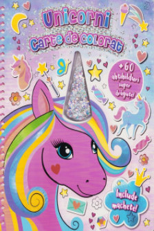 Unicorni carte de colorat cu corn