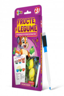 27 de cartonase. Scrie si sterge. Fructe si legume: cartonase cu exercitii practice