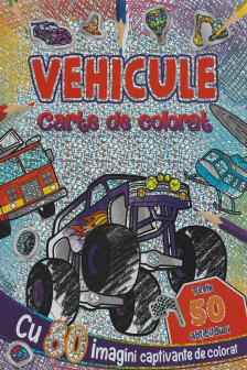 Vehicule - Carte de colorat&nbsp;cu 50&nbsp;abtibilduri