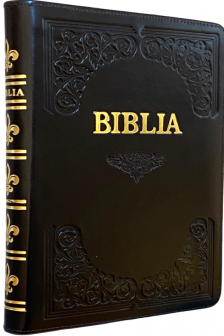 Biblia handmade cu piele si fermoar - negru