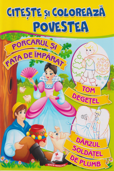 Citeste si coloreaza A4 Porcarul si fata de imparat