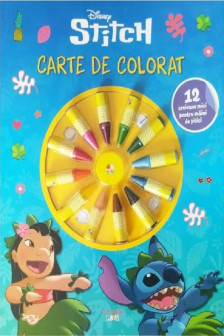 DISNEY STITCH. CARTE DE PICTAT. 12 creioane mici pentru maini de pitici