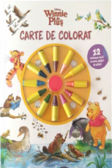 DISNEY. WINNIE DE PLUS. Carte de desenat. 12 creioane mici pentru maini de pitici