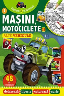 Masini motociclete si alte vehicole. Lipeste si coloreaza.