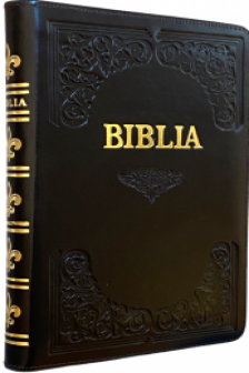 Biblia handmade cu piele si fermoar - negru