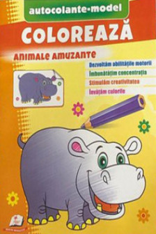 Coloreaza+autocolante Animale amuzante