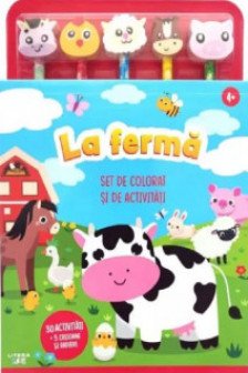 LA FERMA. SET DE DESENAT SI DE ACTIVITATI. 30 de activitati + 5 creioane si radiere. 4 ani+