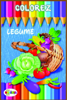 Colorez cu autocolante. Legume. Poligraf design.