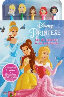 DISNEY. PRINTESE. SET DE PICTAT SI DE ACTIVITATI. 5 creioane 5 radiere + peste 30 de activitati