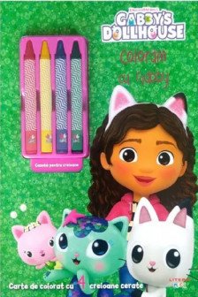 GABBYS DOLLHOUSE. DESENAM CU GABBY. Carte de desenat cu 4 creioane cerate