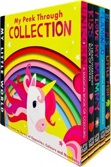 My Little World Peek Through Collection 5 Books Box Set Big Fish Little Fish Flamingo I Love My Mummy Kiss Unicorn (Series 1)