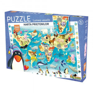 NOR3072 Noriel Puzzle 240 Piese - Lumea Vesela Harta Prietenilor