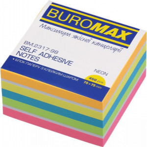 Notite Bloc de hartie cu adeziv , 75X75Mm, 450 Sheets, Neon BM.2317-98
