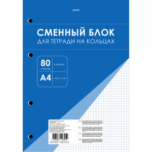 Bloc de schimb pentru Caiete perforate A4 80 foi В клетку СБК4805167