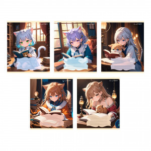 Caiet A5 24f Милашки и книжки (Универсальная плашка) ТЛ249266 linie