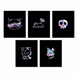 Caiet A5 48 foi patr TOTAL BLACK. Cat and mouse ТКФ489223