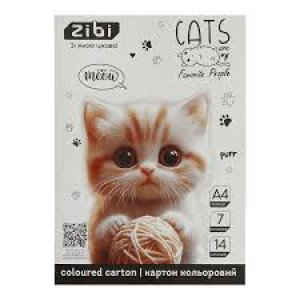 Colored Cardboard Cats&amp;Dogs, A4, 7 Colors &ndash; 14 Sheets, 230 G/M?, Kids Line ZB.1951-22