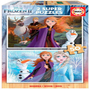 Educa 18086 Puzzles 2x50 Frozen2 (lemn)
