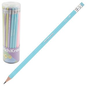 60720 Creion simplu cu radiera ErichKrause Pastel triangular HB (in tube 42 pcs.)