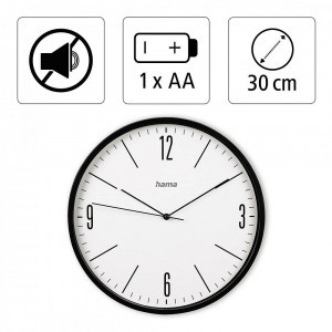 CEAS Hama 186445 Elegante Wall, Diameter 30 cm, Quiet, black