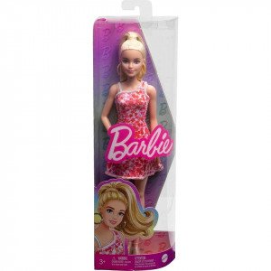 HJT02 Papusa Barbie Fashionista in rochie cu model floral