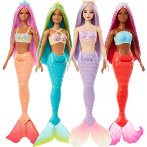 HRR02 Papusa Barbie Dreamtopia Sirena cu par multicolor, 4 modele