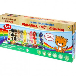 Jucarie educativa din lemn Рыбалка Счет Формы 5in1 52 piese