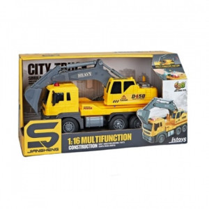 JS103 Camion Excavator, galben, cu frictiune, sunete si lumini 1:16, JSTOYS, ZJA278614