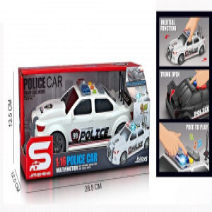 JS124B Masina POLITIE alba frictiune sunete si lumini