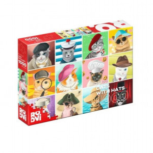 Puzzle 1000 piese Pisici cu palarii 79459