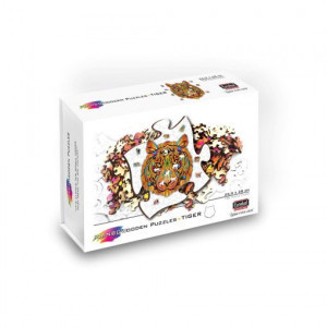 Puzzle din lemn multicolorat - Tigru, 138 piese