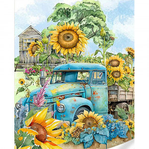 Pictura cu diamante HEG86873 Грузовик в подсолнечниках Strateg 30х40 см
